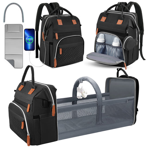 Diaper Bag Backpack With Changing Station, Baby Diaper Bags, Baby Shower Gifts, Multifunctional Diaper Backpack, Pacifier Case, Large Capacity, Black