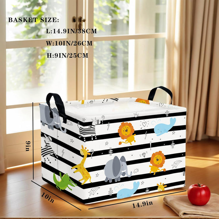 Kid Cute Nursery Storage Basket Baby Toy Clothes Storage Bin Playroom Bedroom Decor Basket(Animal Jungle)