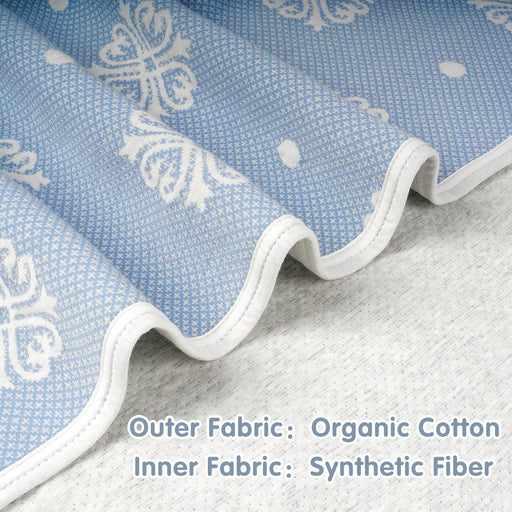Organic Cotton Patterned Baby Crib Blanket for All Seasons - Warm, Breathable, Super Soft, Thick and Light Weight Quilted Toddler Blanket for Boys and Girls 39''X39'' Large - Blue Snow