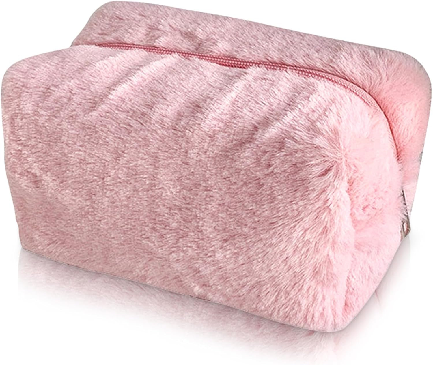 Fluffy Cosmetic Bag Plush Makeup Bag Cute Makeup Tool Storage Bag Makeup Pouch Portable Cosmetics Case for Girls Women(Pink )