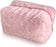 Fluffy Cosmetic Bag Plush Makeup Bag Cute Makeup Tool Storage Bag Makeup Pouch Portable Cosmetics Case for Girls Women(Pink )