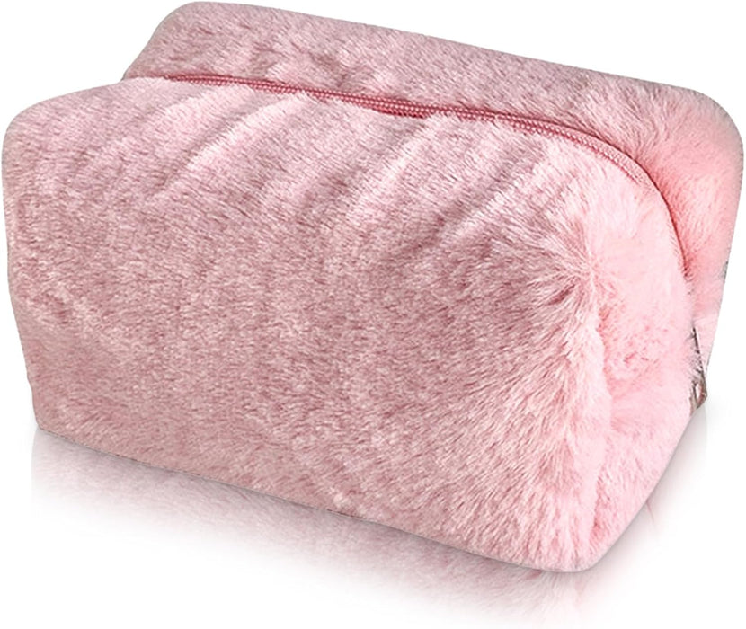 Fluffy Cosmetic Bag Plush Makeup Bag Cute Makeup Tool Storage Bag Makeup Pouch Portable Cosmetics Case for Girls Women(Pink )