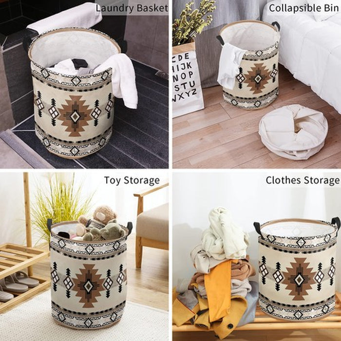 Boho Western Large Laundry Basket Collapsible Bag with Easy Carry Handles