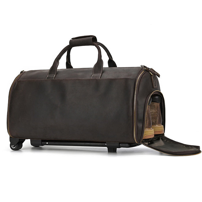22-Inch Crazy Horse Leather Trolley Bag