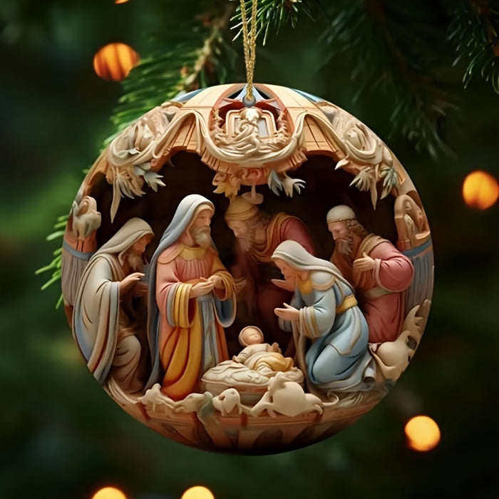 12pcs Handcrafted Wooden Nativity Scene Ornaments.