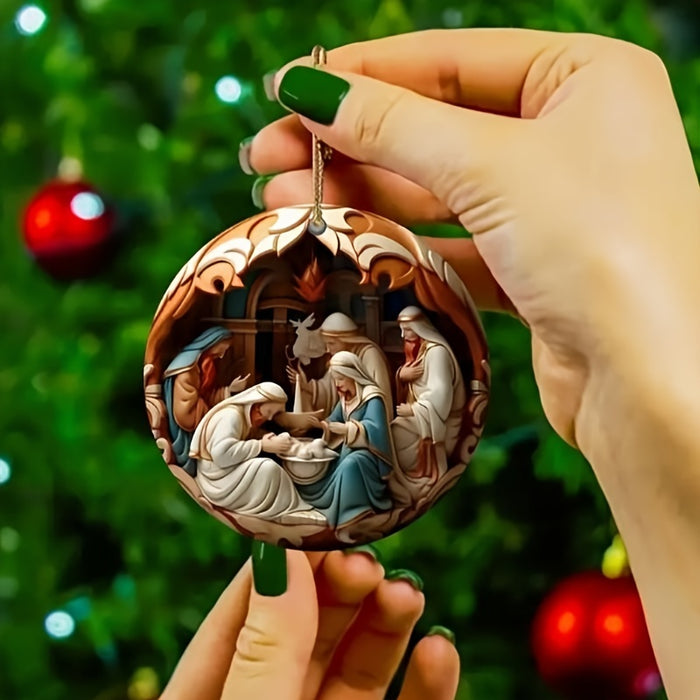 12pcs Handcrafted Wooden Nativity Scene Ornaments.
