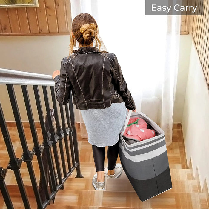 1Pack Large Laundry Basket 75L Each Waterproof Freestanding Laundry Hamper Collapsible Tall Clothes Hamper with Extended Handles for Clothes Toys in the Dorm and Family-Gradient Grey