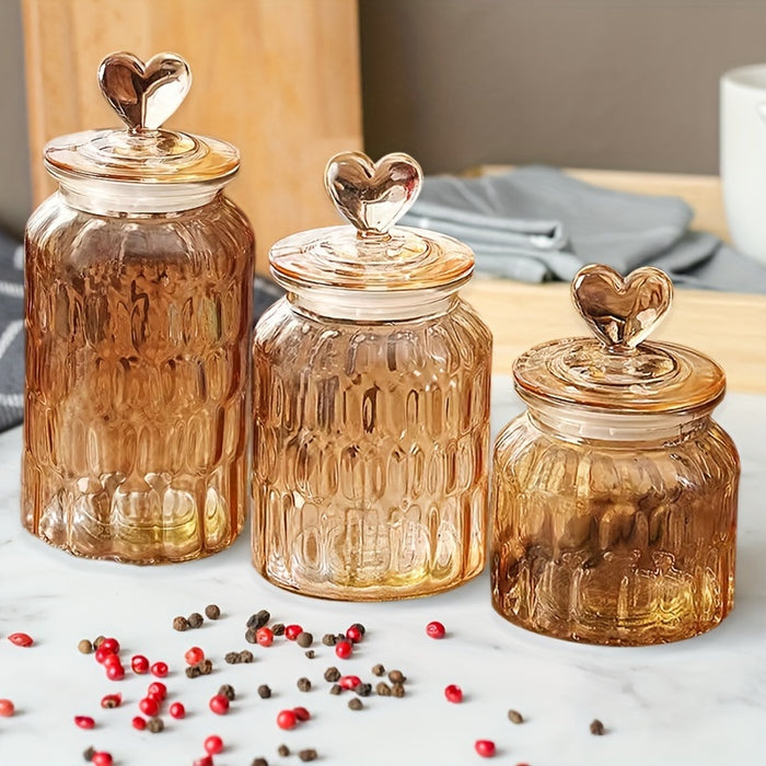 3-Piece Glass Storage Jars Set (650-1400ml)