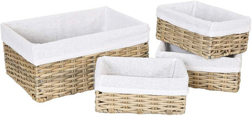 Handmade Wicker Baskets for Organizing Storage Basket for Shelves Woven Decorative Organizing Nesting Baskets for Bedroom Bathroom(Set of 4,Beige)