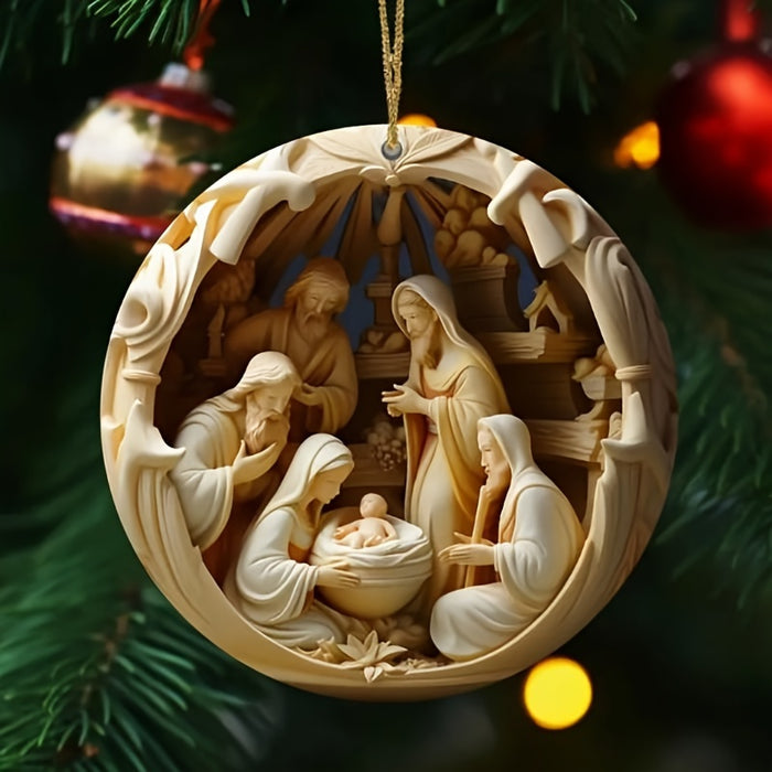 12pcs Handcrafted Wooden Nativity Scene Ornaments.