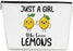 Funny Girl Loves Lemon, Lemon Gifts, Cute Lemon Lovers Gift, Makeup Bag Funny Cosmetic Bag Travel Toiletry Bag for Women Fruit Lover Teens Best Friend Sister Birthday Friendship Christmas