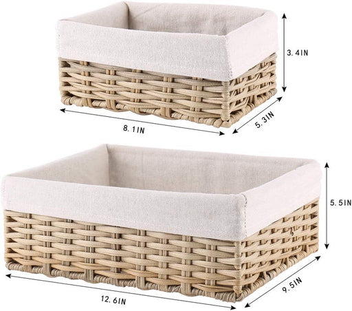 Handmade Wicker Baskets for Organizing Storage Basket for Shelves Woven Decorative Organizing Nesting Baskets for Bedroom Bathroom(Set of 4,Beige)