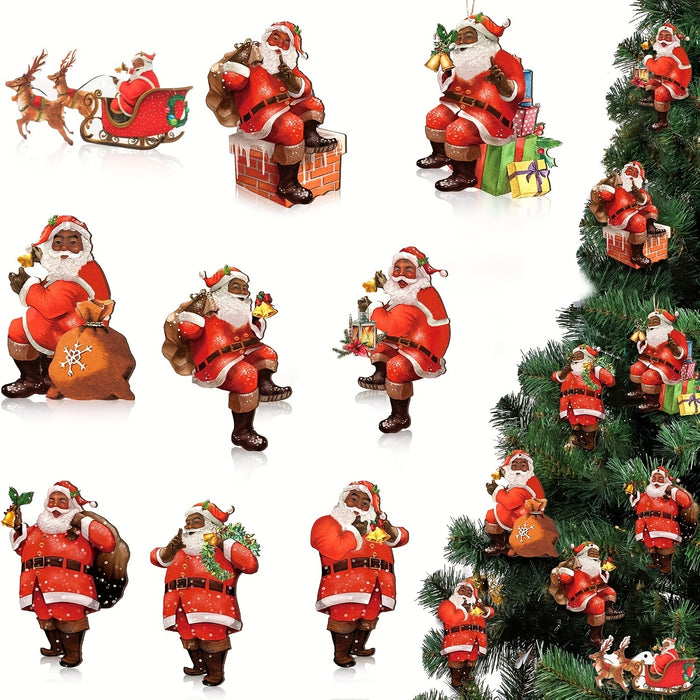 27pcs African American Santa Claus Christmas Ornaments Set.