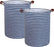 2Pack Kids Laundry Hamper,Boys Laundry Basket,Collapsible Bule Storage Basket with Waterproof PE Coating,Canvas Fabric Nursery Hamper for Kids Room Decor,Toy Storage,Gift,Baby Clothing.(2Pack Navy Blue Stripes)