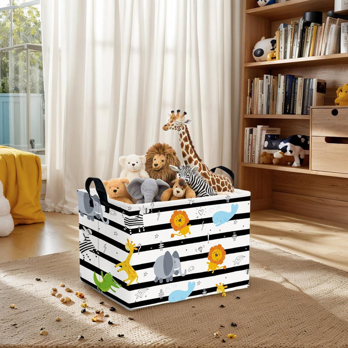 Kid Cute Nursery Storage Basket Baby Toy Clothes Storage Bin Playroom Bedroom Decor Basket(Animal Jungle)