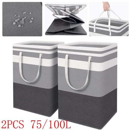 2Pack Large Laundry Basket Waterproof Freestanding Laundry Hamper Collapsible US