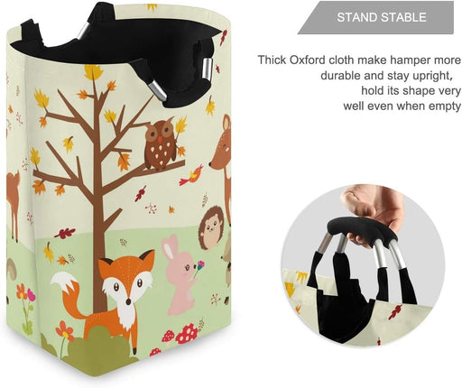 Forest Fox with Owls Large Storage Basket Collapsible Organizer Bin Laundry Hamper for Nursery Clothes Toys
