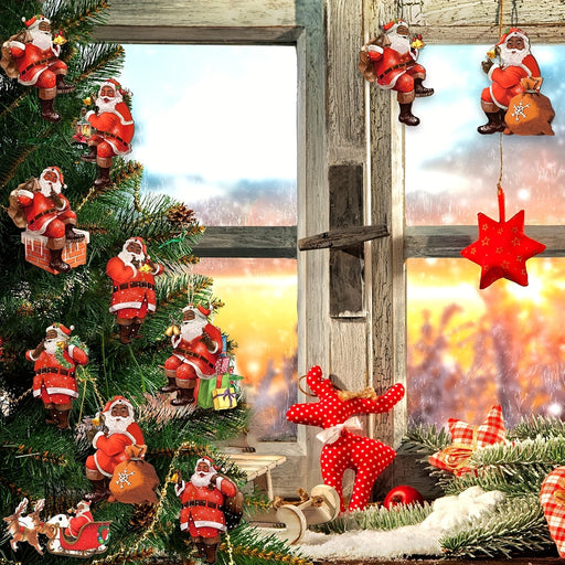 27-Piece African American Santa Claus Christmas Ornament Set.
