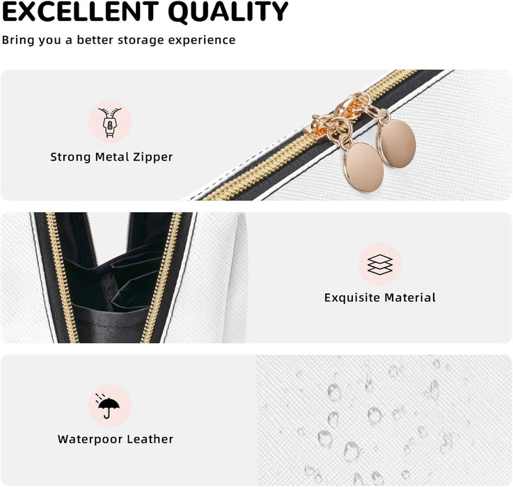 Large Travel Makeup Bag - Feathered Wolf Pvc Leather Cosmetic Bags for Women with Zipper, Portable Makeup Pouch Skincare Bag Toiletry Bag for Women