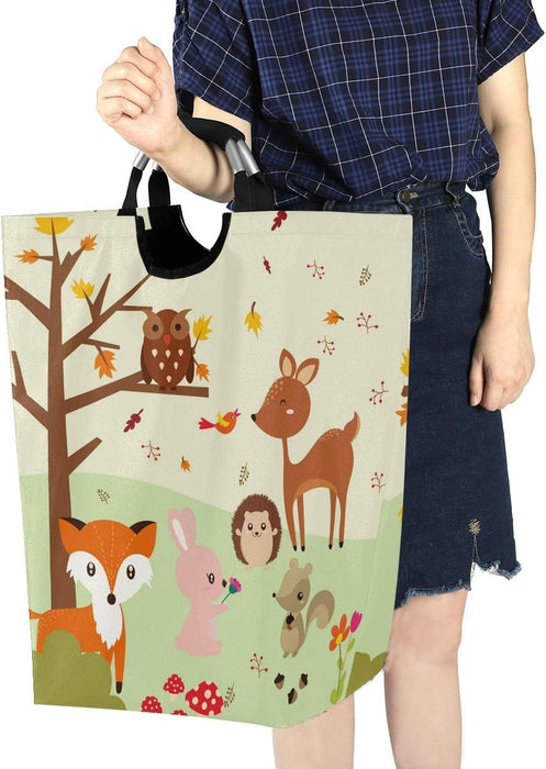 Forest Fox with Owls Large Storage Basket Collapsible Organizer Bin Laundry Hamper for Nursery Clothes Toys