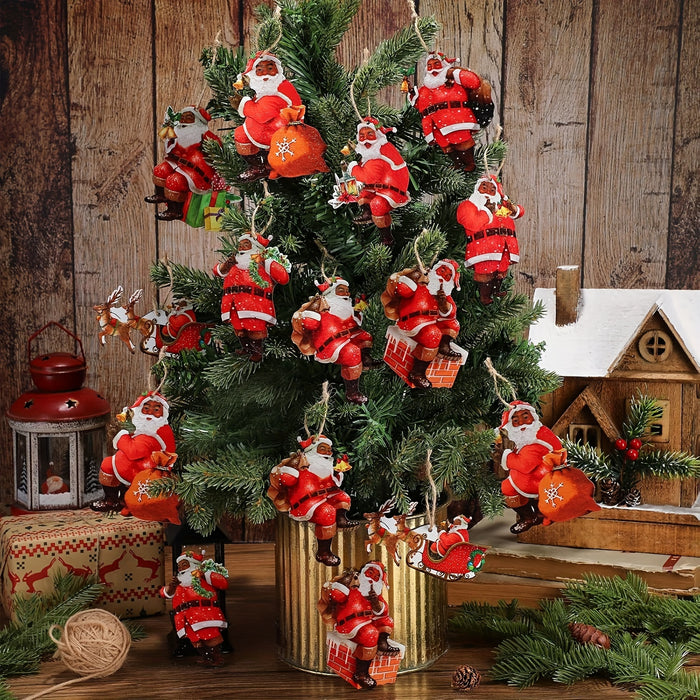 27pcs African American Santa Claus Christmas Ornaments Set.