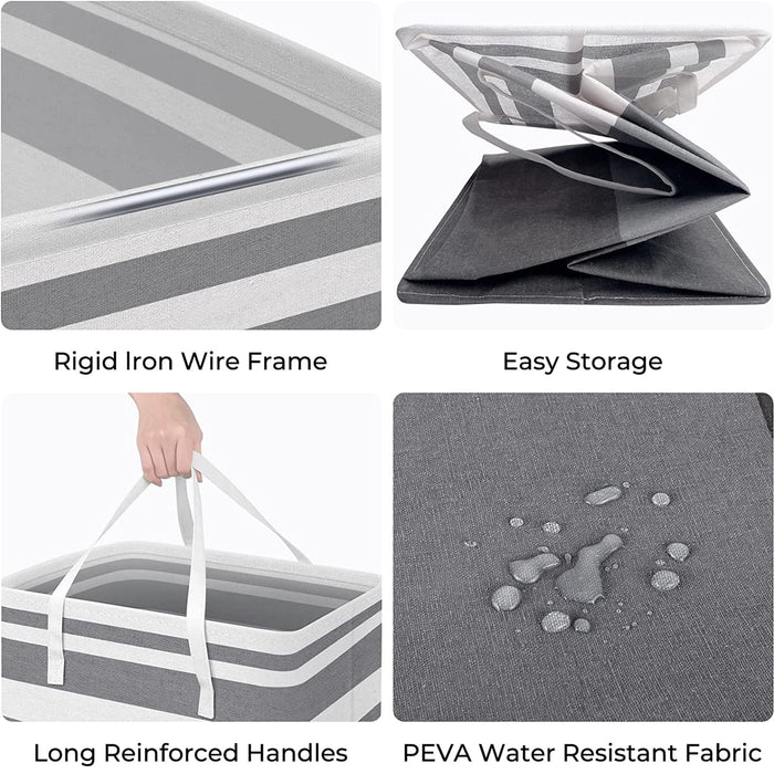 1Pack Large Laundry Basket 75L Each Waterproof Freestanding Laundry Hamper Collapsible Tall Clothes Hamper with Extended Handles for Clothes Toys in the Dorm and Family-Gradient Grey