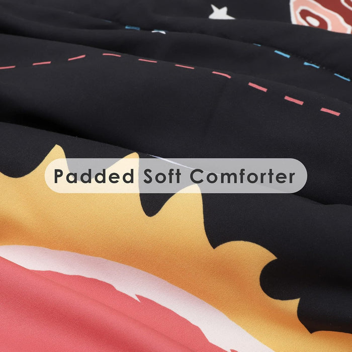 4-Piece Space Theme Crib Bedding Set for Boys, Luxury Nursery Bedding Essential Including 1 Padded Comforter, 1 Crib Skirt and 2 Silky Soft Microfiber Crib Sheets, Standard Size, Black