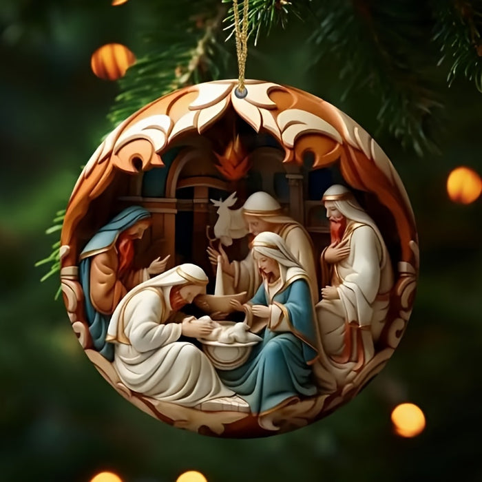 12pcs Handcrafted Wooden Nativity Scene Ornaments.
