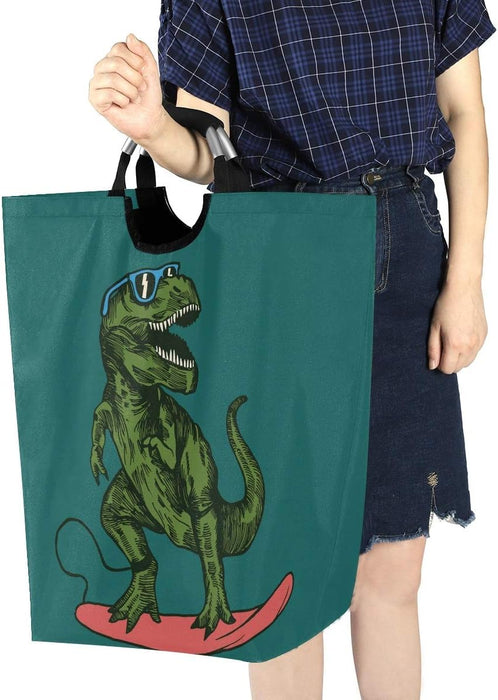 Large Storage Basket with Handles Collapsible Organizer Bin Laundry Hamper for Nursery Clothes Toys, Skateboard Dinosaur