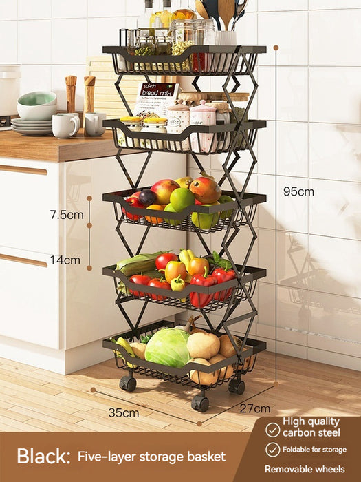 Foldable Multi-Layer Kitchen Storage Rack